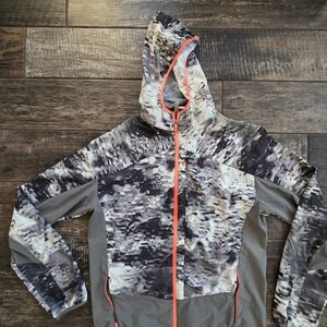 Nike Gray and Black Utility Jacket with Bright Orange Accents